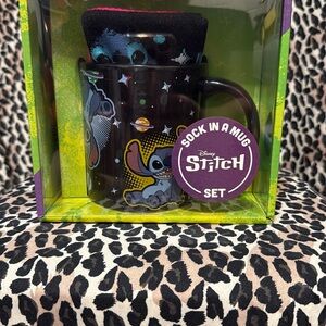 Disney Stitch Black Mug with Colorful Socks